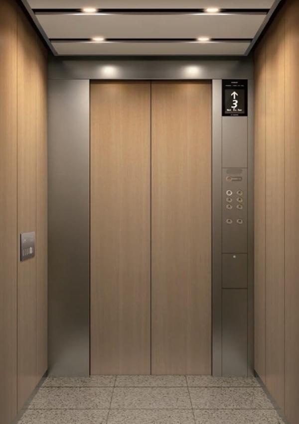 Nội thất thang máy đẹp gia công từ gỗ kết hợp kim loại giúp nâng cao nét đẹp trang trọng